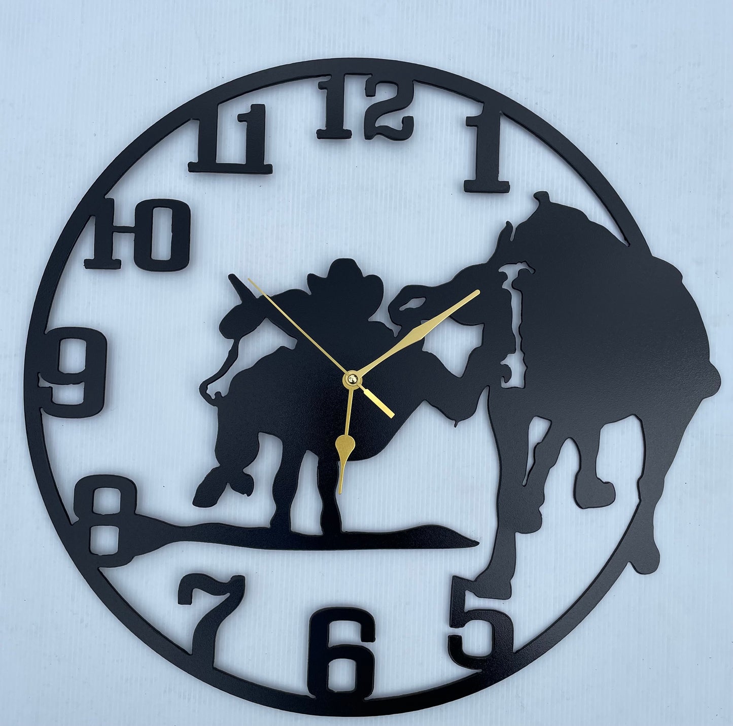 Steer Wrestler Wall Clock